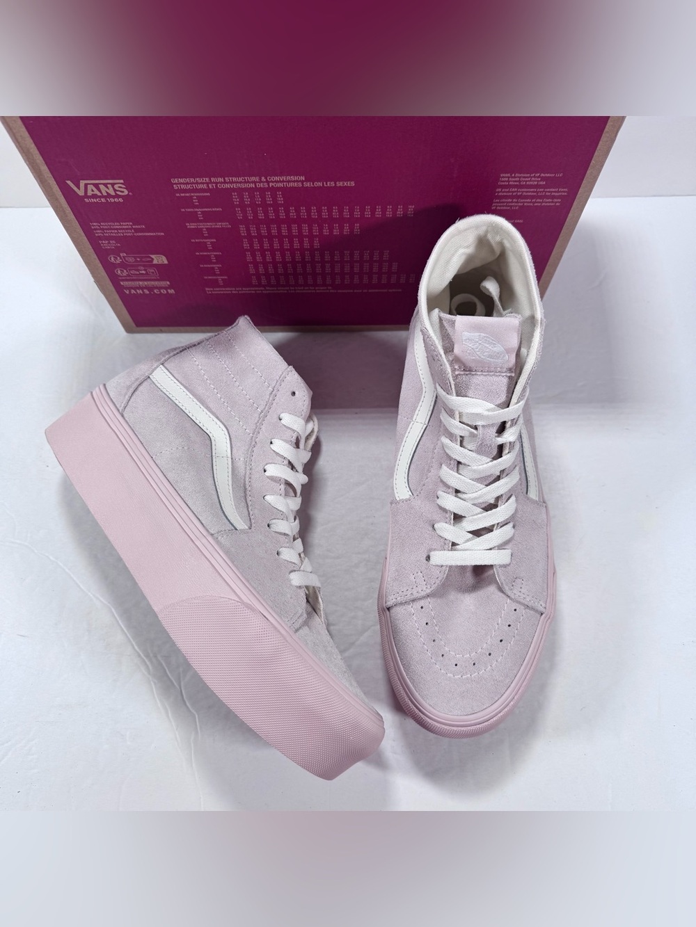 Vans Sk8-Hi Tapered Stackform Suede Shell Light Pink High Top Sneakers Women 10